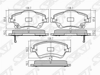 1 279 р. Колодки тормозные (передние) SAT  Toyota Auris  E150 - Corolla  E150  с доставкой в г. Екатеринбург. Увеличить фотографию 1