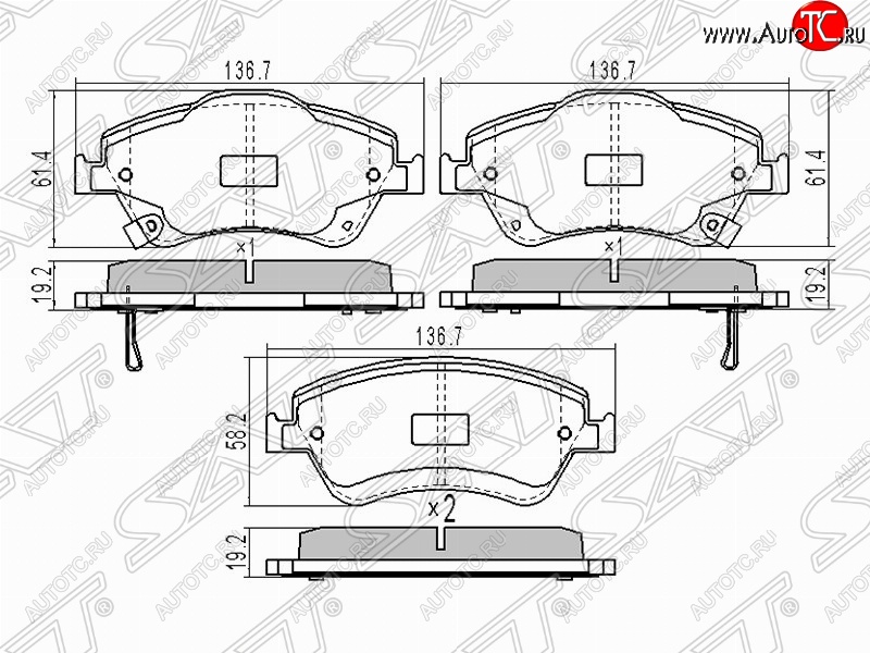 1 279 р. Колодки тормозные (передние) SAT  Toyota Auris  E150 - Corolla  E150  с доставкой в г. Екатеринбург