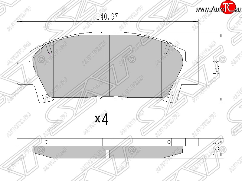 1 349 р. Колодки тормозные SAT (передние)  Toyota Avensis  T220 седан - Carina ( T190,  Е210)  с доставкой в г. Екатеринбург