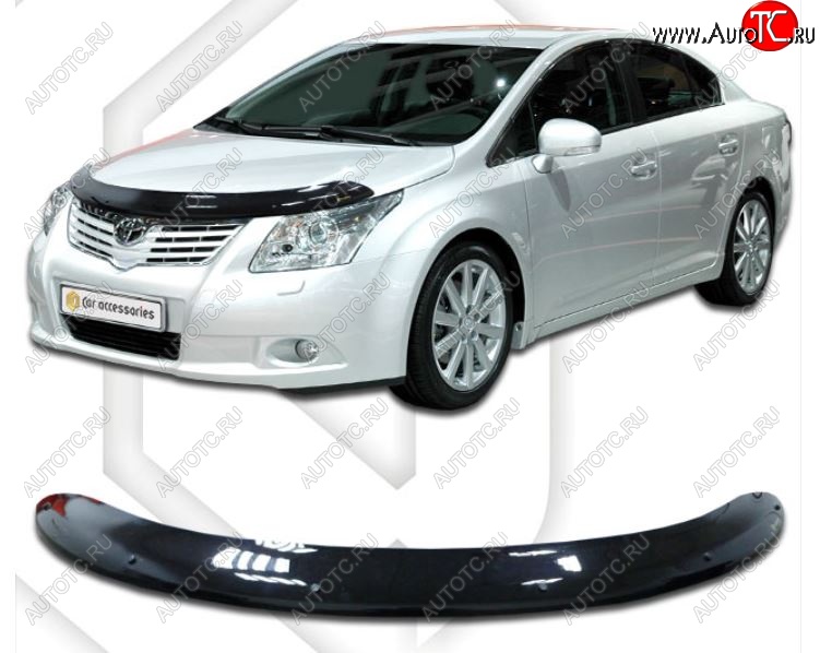 2 079 р. Дефлектор капота CA-Plastiс  Toyota Avensis ( T270 седан,  T270 универсал) (2008-2015) дорестайлинг, дорестайлинг, 1-ый рестайлинг, 1-ый рестайлинг (Classic черный, Без надписи)  с доставкой в г. Екатеринбург