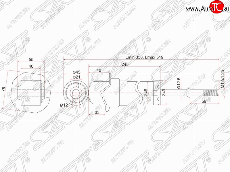 2 399 р. Амортизатор задний SAT Toyota Avensis T250 седан дорестайлинг (2003-2006)  с доставкой в г. Екатеринбург