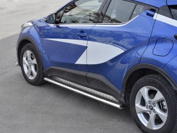 30 649 р. Пороги труба 120х60 Russtal (овал с проступью) Toyota C-HR NGX10, ZGX10 дорестайлинг (2016-2019)  с доставкой в г. Екатеринбург. Увеличить фотографию 3