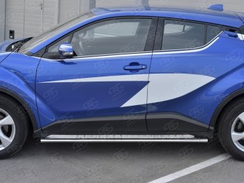 20 749 р. Пороги труба 75х42 Russtal (овал с проступью) Toyota C-HR NGX10, ZGX10 дорестайлинг (2016-2019)  с доставкой в г. Екатеринбург. Увеличить фотографию 2