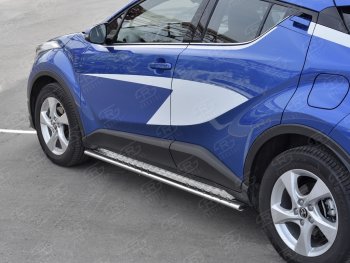 20 749 р. Пороги труба 75х42 Russtal (овал с проступью) Toyota C-HR NGX10, ZGX10 дорестайлинг (2016-2019)  с доставкой в г. Екатеринбург. Увеличить фотографию 3