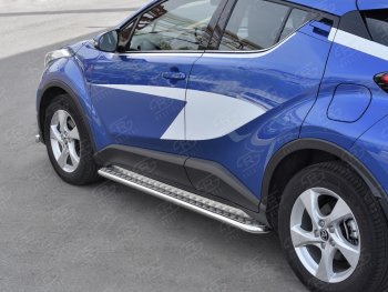 20 749 р. Пороги труба d42 с листом Russtal Toyota C-HR NGX10, ZGX10 дорестайлинг (2016-2019) (Лист алюм, проф. нерж)  с доставкой в г. Екатеринбург. Увеличить фотографию 3