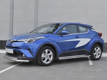 15 999 р. Защита переднего бампера (2 трубы Ø63 и 42 мм, нержавейка) Russtal Toyota C-HR NGX10, ZGX10 дорестайлинг (2016-2019)  с доставкой в г. Екатеринбург. Увеличить фотографию 2