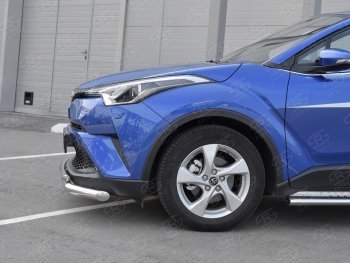 15 999 р. Защита переднего бампера (2 трубы Ø63 и 42 мм, нержавейка) Russtal Toyota C-HR NGX10, ZGX10 дорестайлинг (2016-2019)  с доставкой в г. Екатеринбург. Увеличить фотографию 3