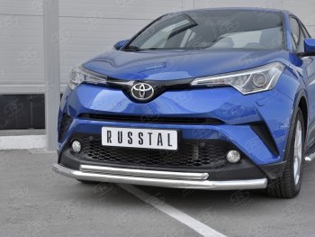 15 999 р. Защита переднего бампера (2 трубы Ø63 и 42 мм, нержавейка) Russtal Toyota C-HR NGX10, ZGX10 дорестайлинг (2016-2019)  с доставкой в г. Екатеринбург. Увеличить фотографию 4