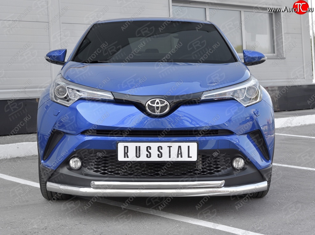 15 999 р. Защита переднего бампера (2 трубы Ø63 и 42 мм, нержавейка) Russtal Toyota C-HR NGX10, ZGX10 дорестайлинг (2016-2019)  с доставкой в г. Екатеринбург