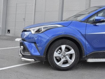 16 699 р. Защита переднего бампера (Ø63 мм с клыками, нержавейка) Russtal Toyota C-HR NGX10, ZGX10 дорестайлинг (2016-2019)  с доставкой в г. Екатеринбург. Увеличить фотографию 3