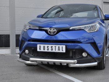 16 699 р. Защита переднего бампера (Ø63 мм с клыками, нержавейка) Russtal Toyota C-HR NGX10, ZGX10 дорестайлинг (2016-2019)  с доставкой в г. Екатеринбург. Увеличить фотографию 4