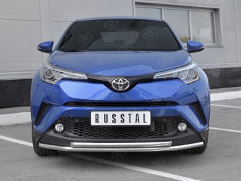 9 349 р. Защита переднего бампера (2 трубы Ø42 мм, нержавейка) Russtal Toyota C-HR NGX10, ZGX10 дорестайлинг (2016-2019)  с доставкой в г. Екатеринбург. Увеличить фотографию 2