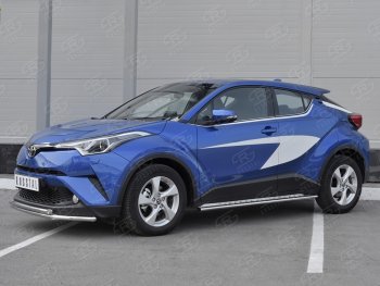 9 349 р. Защита переднего бампера (2 трубы Ø42 мм, нержавейка) Russtal Toyota C-HR NGX10, ZGX10 дорестайлинг (2016-2019)  с доставкой в г. Екатеринбург. Увеличить фотографию 3