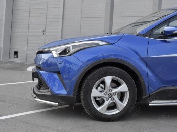 9 349 р. Защита переднего бампера (2 трубы Ø42 мм, нержавейка) Russtal Toyota C-HR NGX10, ZGX10 дорестайлинг (2016-2019)  с доставкой в г. Екатеринбург. Увеличить фотографию 4