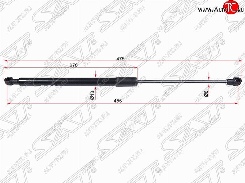 799 р. Правый газовый упор крышки багажника SAT  Toyota Caldina  T240 (2002-2007) универсал дорестайлинг, универсал рестайлинг  с доставкой в г. Екатеринбург