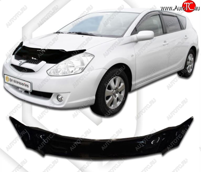 2 259 р. Дефлектор капота CA-Plastiс exclusive Toyota Caldina T240 универсал дорестайлинг (2002-2004) (Classic черный, Без надписи)  с доставкой в г. Екатеринбург