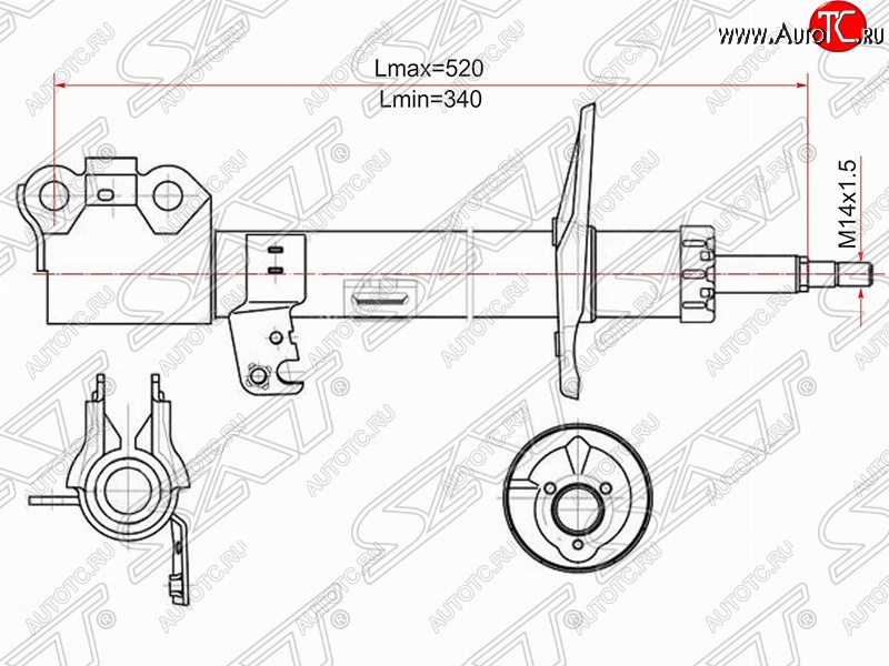 4 089 р. Левый амортизатор передний (2WD, 4WD) SAT Toyota Caldina T240 универсал дорестайлинг (2002-2004)  с доставкой в г. Екатеринбург