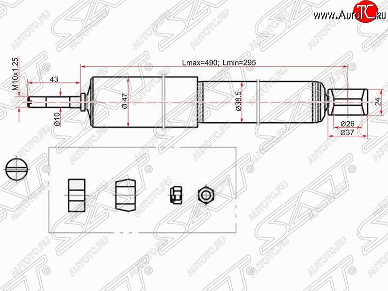 1 459 р. Амортизатор задний SAT Toyota Caldina T190 дорестайлинг универсал (1992-1995)  с доставкой в г. Екатеринбург