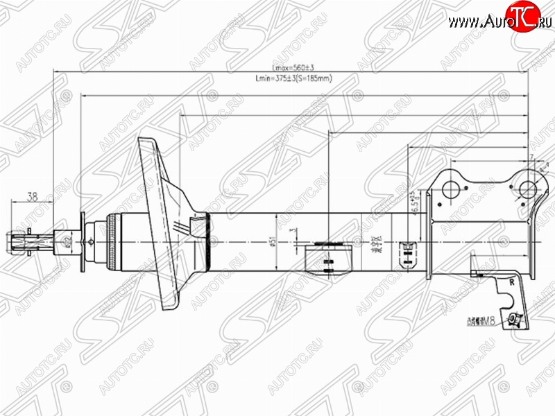 3 499 р. Правый амортизатор задний SAT Toyota Caldina T190 дорестайлинг универсал (1992-1995)  с доставкой в г. Екатеринбург