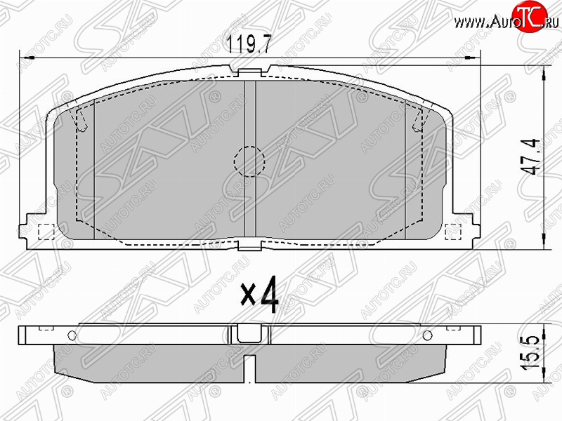 1 099 р. Колодки тормозные (передние) SAT  Toyota Caldina ( T190,  T210) - Raum  с доставкой в г. Екатеринбург