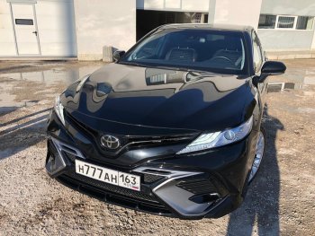 14 699 р. Накладка переднего бампера Yurol Toyota Camry XV70 дорестайлинг (2017-2021) (Неокрашенная)  с доставкой в г. Екатеринбург. Увеличить фотографию 3