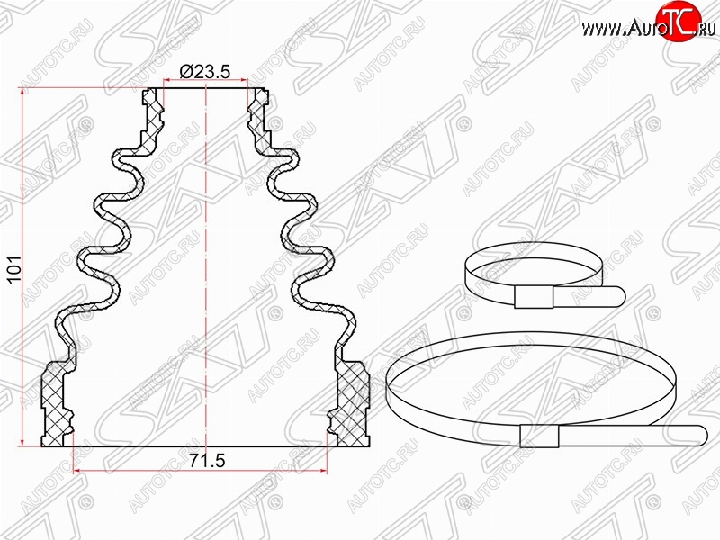 329 р. Пыльник ШРУСа (внутренний/передний) SAT  Toyota Camry  XV30 (2001-2006) дорестайлинг, рестайлинг  с доставкой в г. Екатеринбург