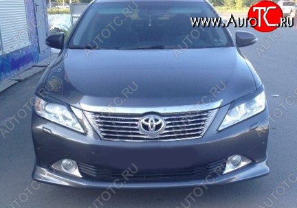 3 999 р. Накладка на передний бампер CT Toyota Camry XV50 дорестайлинг (2011-2014) (Неокрашенная)  с доставкой в г. Екатеринбург