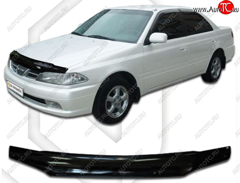 1 839 р. Дефлектор капота CA-Plastiс  Toyota Carina  Е210 (1998-2001) седан рестайлинг (Classic черный, Без надписи)  с доставкой в г. Екатеринбург