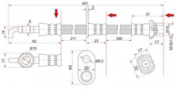 Тормозной шланг SAT (передний, правый) Toyota (Тойота) Celica (Селика)  T230 (1999-2006) T230