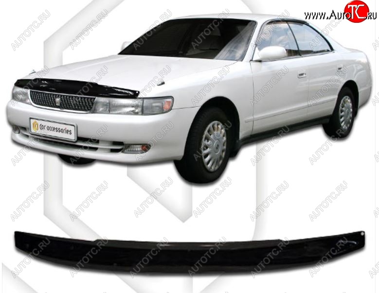 1 759 р. Дефлектор капота CA-Plastiс  Toyota Chaser (1992-1996) (Classic черный, Без надписи)  с доставкой в г. Екатеринбург