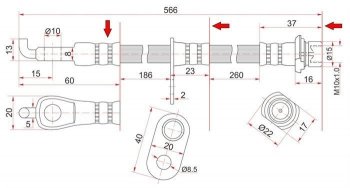 Тормозной шланг SAT (передний)  Chaser, Cresta ( X90,  X100), Crown  S170, Mark 2 ( X100,  X110)