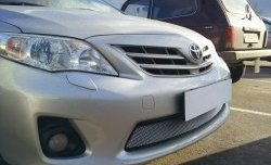 1 539 р. Сетка на бампер Russtal (хром) Toyota Corolla E150 седан рестайлинг (2009-2013)  с доставкой в г. Екатеринбург. Увеличить фотографию 2