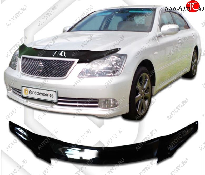 2 079 р. Дефлектор капота CA-Plastiс  Toyota Crown  S180 (2005-2008) седан рестайлинг (Classic черный, Без надписи)  с доставкой в г. Екатеринбург