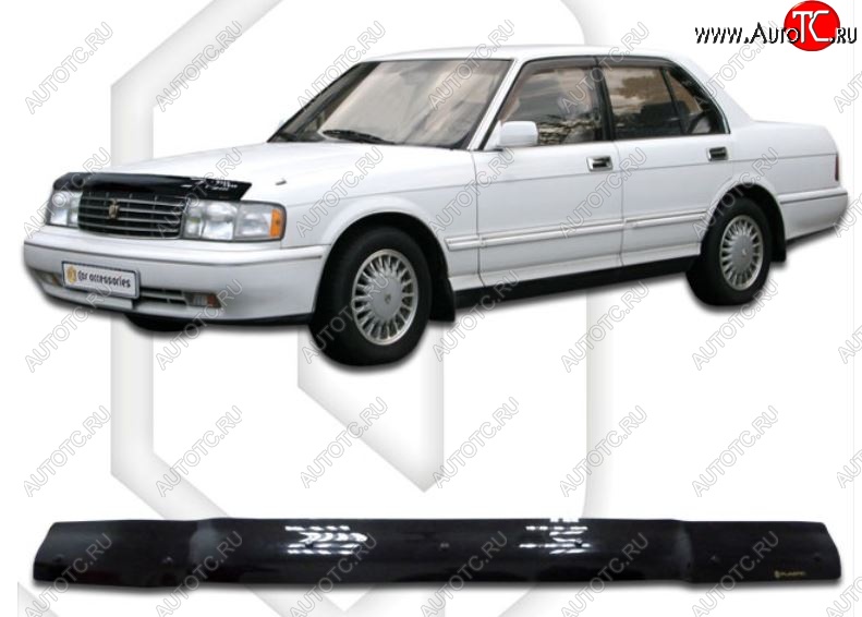 1 759 р. Дефлектор капота CA-Plastiс  Toyota Crown  S130 (1991-1999) седан 2-ой рестайлинг (Classic черный, Без надписи)  с доставкой в г. Екатеринбург