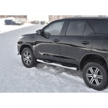 24 999 р. Пороги труба d76 с накладкой (v2) SLITKOFF Toyota Fortuner AN160 дорестайлинг (2015-2020)  с доставкой в г. Екатеринбург. Увеличить фотографию 2