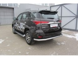 15 999 р. Защита заднего бампера Slitkoff (Ø 76 мм, длинная)  Toyota Fortuner  AN160 (2015-2020) дорестайлинг (Нержавеющая сталь)  с доставкой в г. Екатеринбург. Увеличить фотографию 1