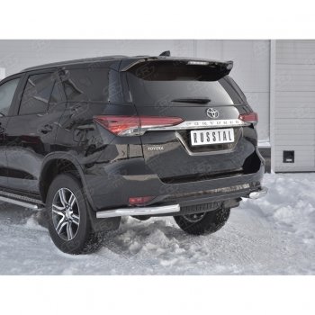 9 349 р. Защита заднего бампера (Ø63 мм уголки, нержавейка) Russtal  Toyota Fortuner  AN160 (2015-2020) дорестайлинг  с доставкой в г. Екатеринбург. Увеличить фотографию 4