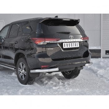 27 499 р. Защита заднего бампера (Ø76 мм уголки, нержавейка) SLITKOFF Toyota Fortuner AN160 дорестайлинг (2015-2020)  с доставкой в г. Екатеринбург. Увеличить фотографию 4