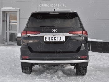 14 999 р. Защита заднего бампера (Ø63 мм, нержавейка) Russtal Toyota Fortuner AN160 дорестайлинг (2015-2020)  с доставкой в г. Екатеринбург. Увеличить фотографию 2