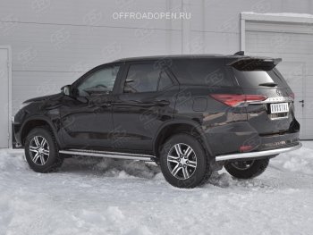 14 999 р. Защита заднего бампера (Ø63 мм, нержавейка) Russtal Toyota Fortuner AN160 дорестайлинг (2015-2020)  с доставкой в г. Екатеринбург. Увеличить фотографию 3