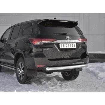 15 649 р. Защита заднего бампера (Ø63 мм короткая, нержавейка) Russtal Toyota Fortuner AN160 дорестайлинг (2015-2020)  с доставкой в г. Екатеринбург. Увеличить фотографию 4