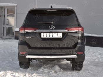 12 949 р. Защита заднего бампера (Ø75х42 мм, нержавейка) Russtal  Toyota Fortuner  AN160 (2015-2020) дорестайлинг  с доставкой в г. Екатеринбург. Увеличить фотографию 1