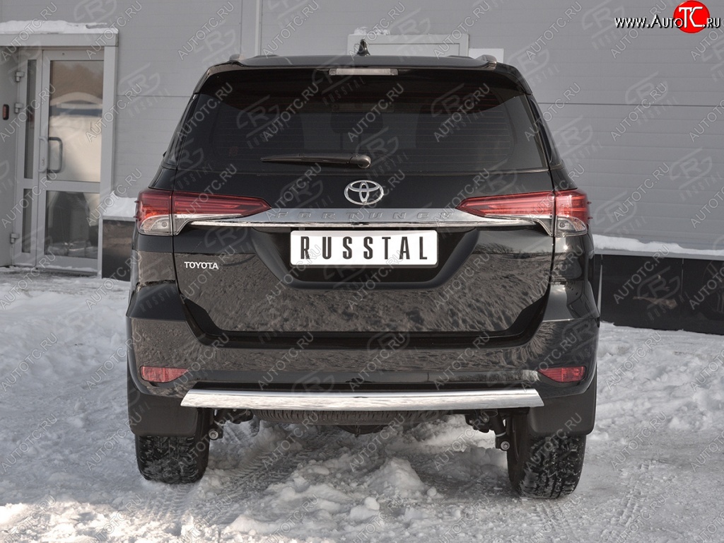 12 949 р. Защита заднего бампера (Ø75х42 мм, нержавейка) Russtal Toyota Fortuner AN160 дорестайлинг (2015-2020)  с доставкой в г. Екатеринбург