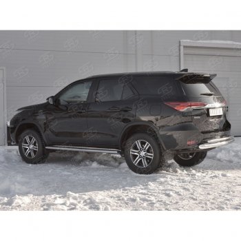 20 349 р. Защита заднего бампера (2 трубы Ø76х42 мм, нержавейка) Russtal Toyota Fortuner AN160 дорестайлинг (2015-2020)  с доставкой в г. Екатеринбург. Увеличить фотографию 2