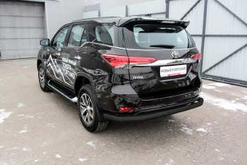 Защита заднего бампера Slitkoff (Ø 76 мм, длинная) Toyota (Тойота) Fortuner (Фортунер)  AN160 (2015-2020) AN160 дорестайлинг