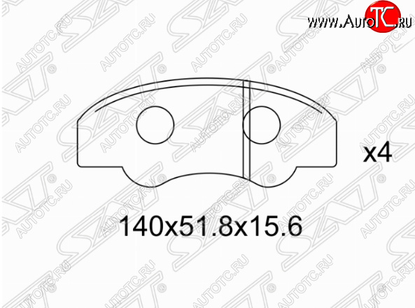 1 139 р. Комплект задних тормозных колодок SAT Toyota Fortuner AN160 дорестайлинг (2015-2020)  с доставкой в г. Екатеринбург