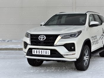 17 399 р. Защита переднего бампера (Ø63 мм, нержавейка) SLITKOFF Toyota Fortuner AN160 рестайлинг (2020-2024)  с доставкой в г. Екатеринбург. Увеличить фотографию 2