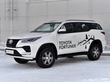 17 399 р. Защита переднего бампера (Ø63 мм, нержавейка) SLITKOFF Toyota Fortuner AN160 рестайлинг (2020-2024)  с доставкой в г. Екатеринбург. Увеличить фотографию 3