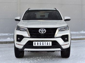 16 699 р. Защита переднего бампера (Ø75х42 мм, нержавейка) Russtal Toyota Fortuner AN160 рестайлинг (2020-2025)  с доставкой в г. Екатеринбург. Увеличить фотографию 2