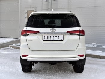 10 649 р. Защита заднего бампера (Ø75х42 мм, нержавейка) Russtal  Toyota Fortuner  AN160 (2020-2024) рестайлинг  с доставкой в г. Екатеринбург. Увеличить фотографию 1